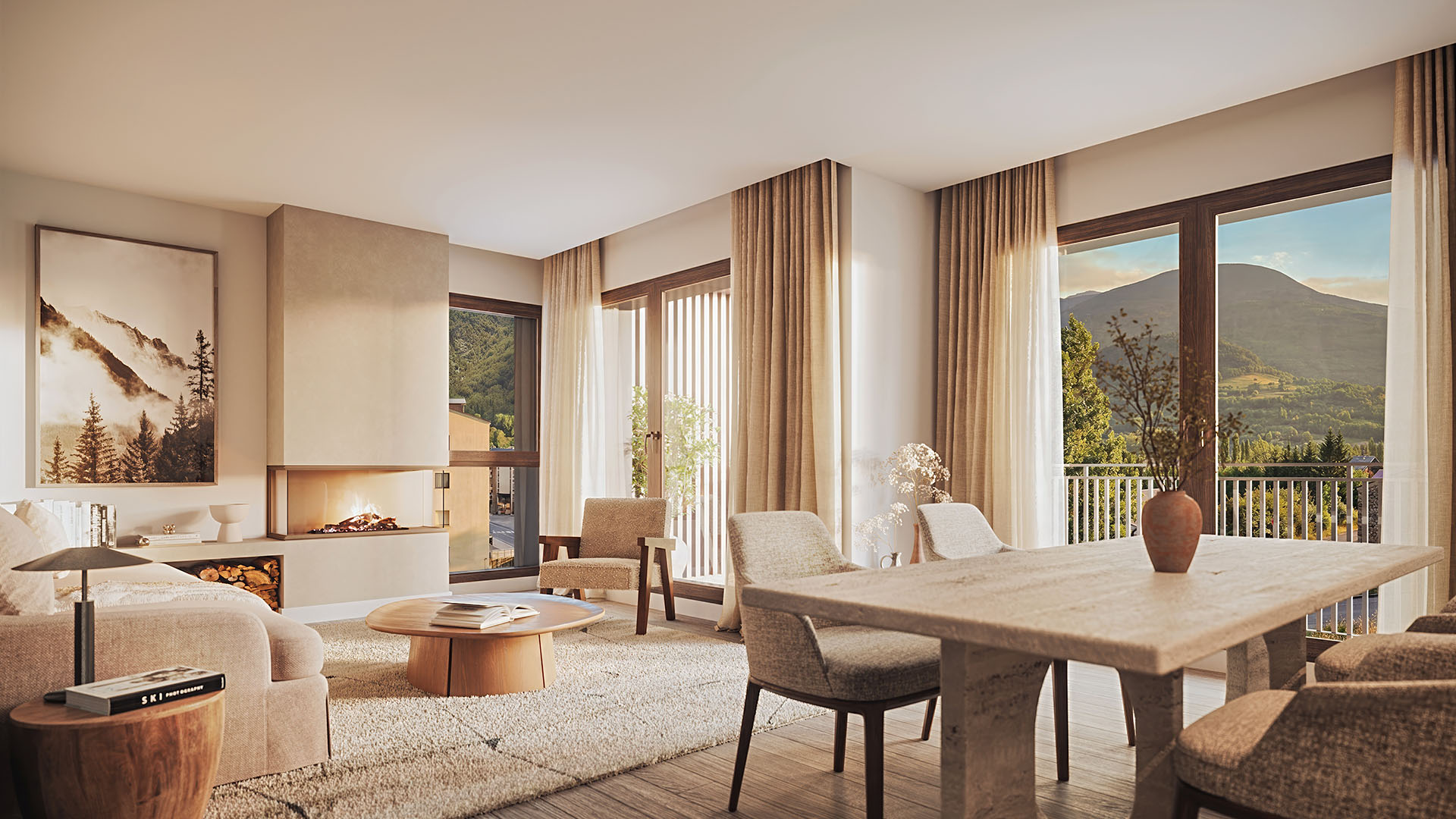 Salón cocina de apartamento de 2 dormitorios tipo A